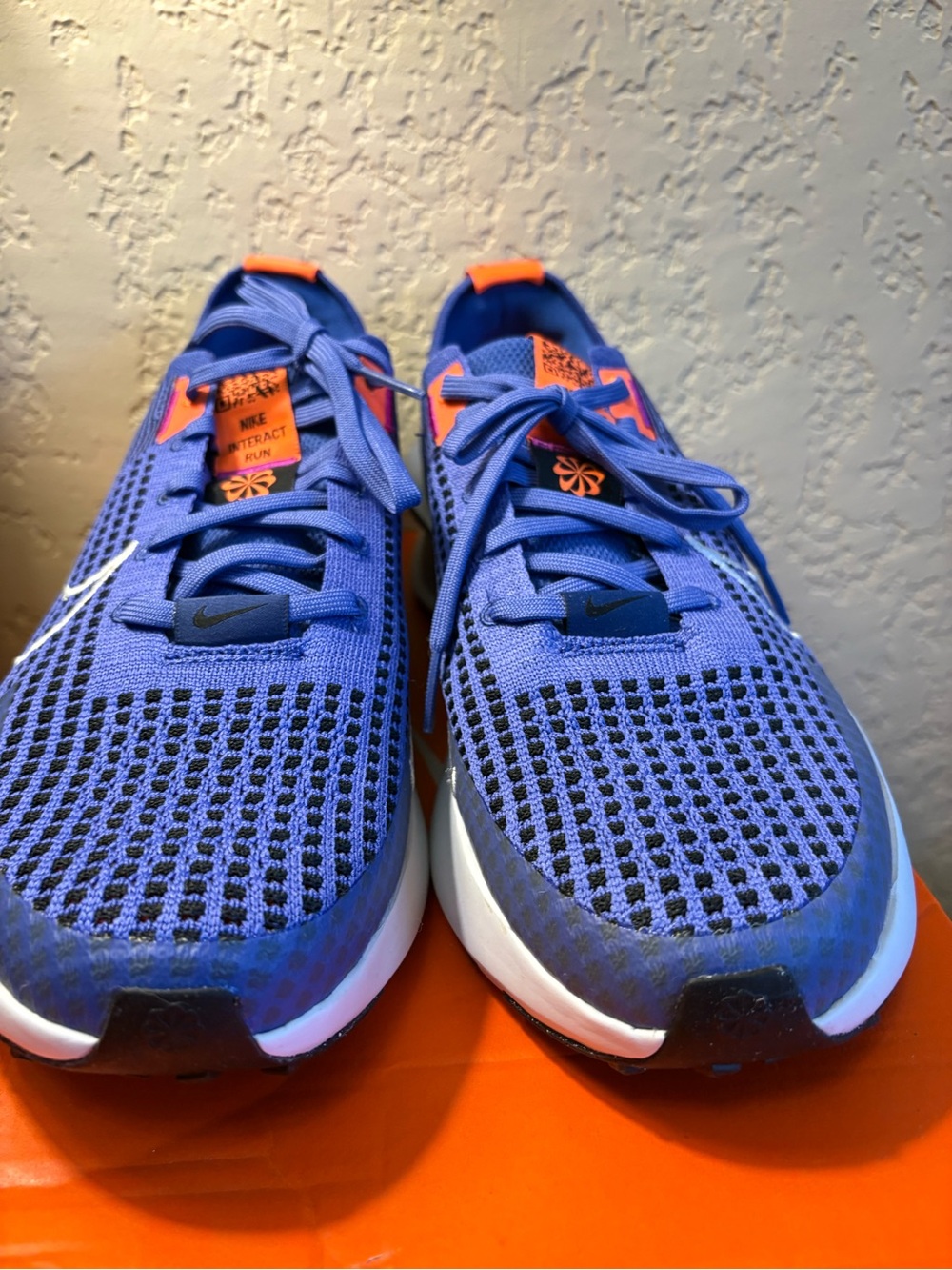 Nike Men's Royal Blue Sneakers with Orange Accents
